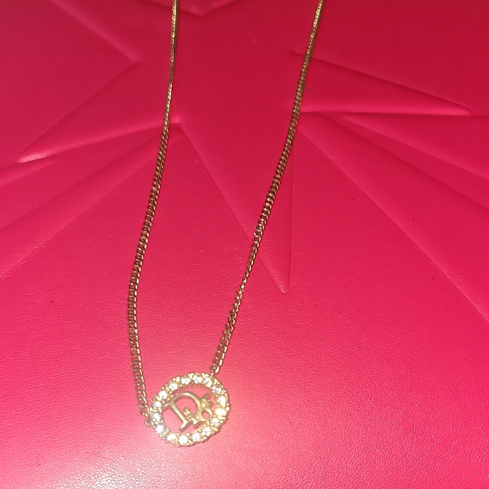 Dior Gold Crystal Pendant Necklace